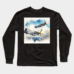 Fantasy illustration of WWII aircraft in battle Long Sleeve T-Shirt